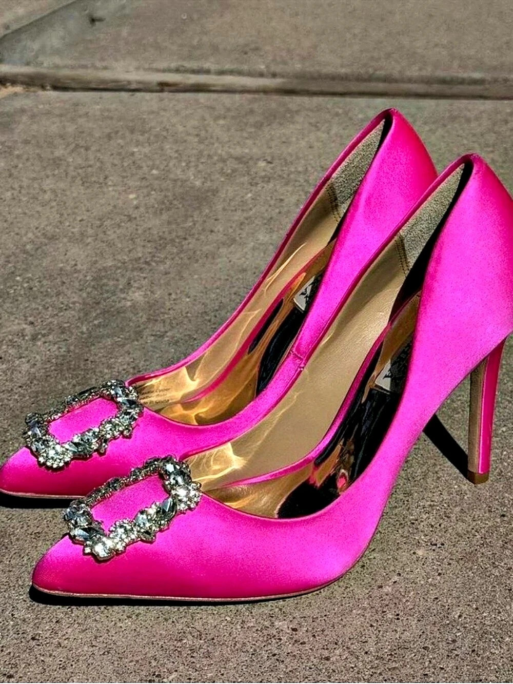 Badgley Mischka Cher Crystal Embellished Pump Pink Embellished Pointed-Toe Heels